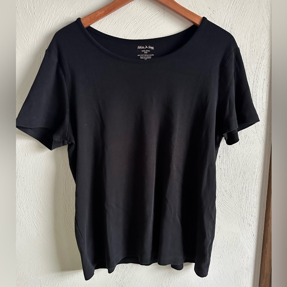 White Stag Vintage black Short Sleeve scoop neck Sweater. Size XXL
